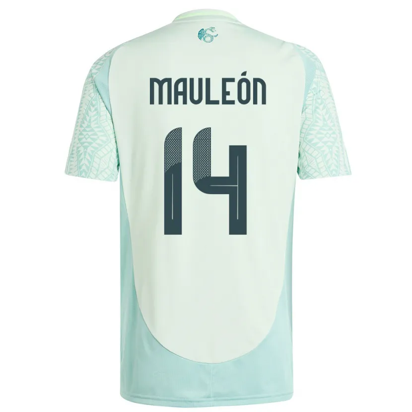 Danxen Enfant Maillot Mexique Natalia Mauleon #14 Lin Vert Tenues Extérieur 24-26 T-Shirt