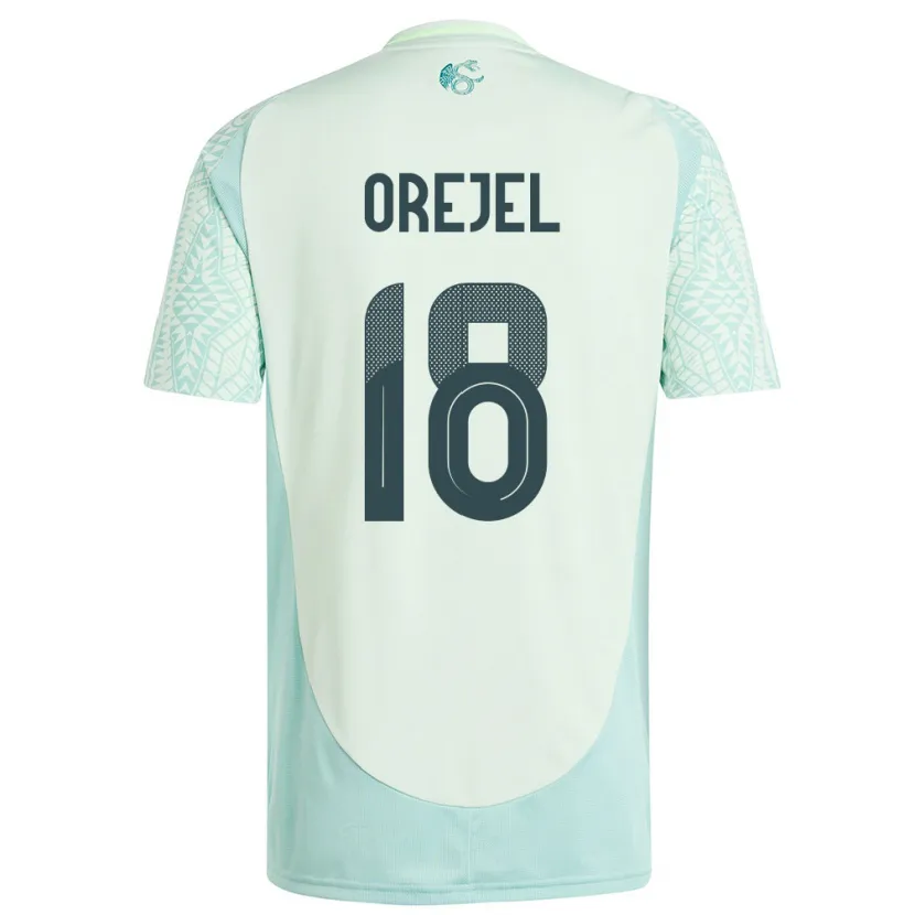 Danxen Enfant Maillot Mexique Jocelyn Orejel #18 Lin Vert Tenues Extérieur 24-26 T-Shirt