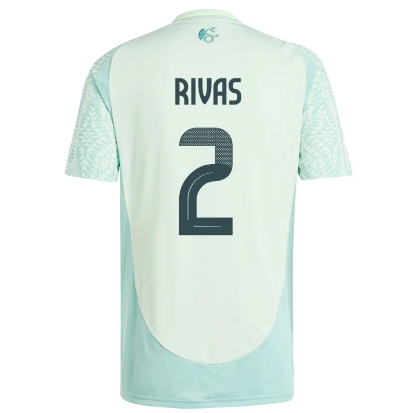Danxen Enfant Maillot Mexique Jesus Rivas #2 Lin Vert Tenues Extérieur 24-26 T-Shirt