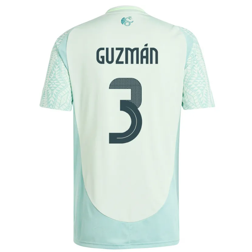 Danxen Enfant Maillot Mexique Victor Guzman #3 Lin Vert Tenues Extérieur 24-26 T-Shirt