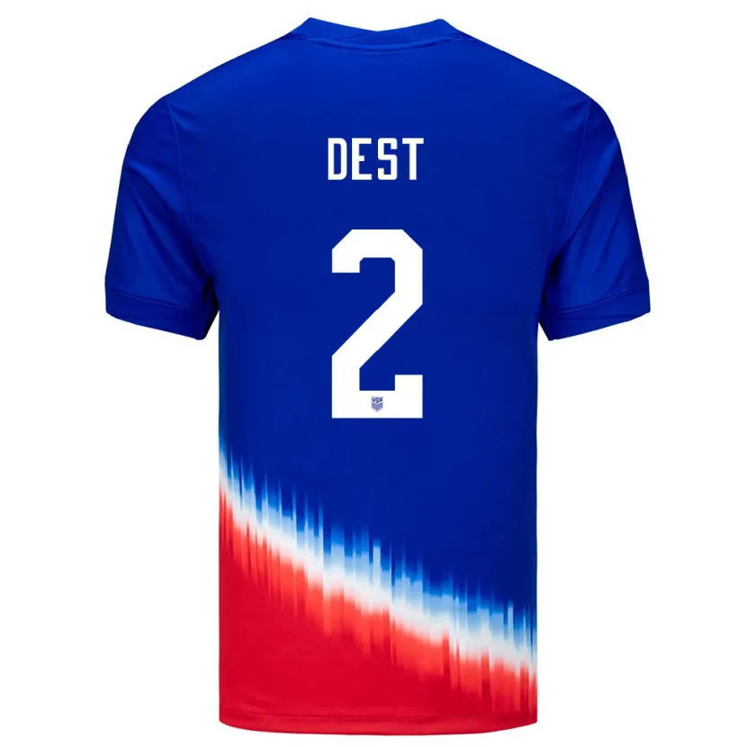 Danxen Enfant Maillot États-Unis Sergino Dest #2 Bleu Tenues Extérieur 24-26 T-Shirt
