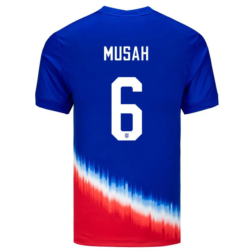 Danxen Enfant Maillot États-Unis Yunus Musah #6 Bleu Tenues Extérieur 24-26 T-Shirt