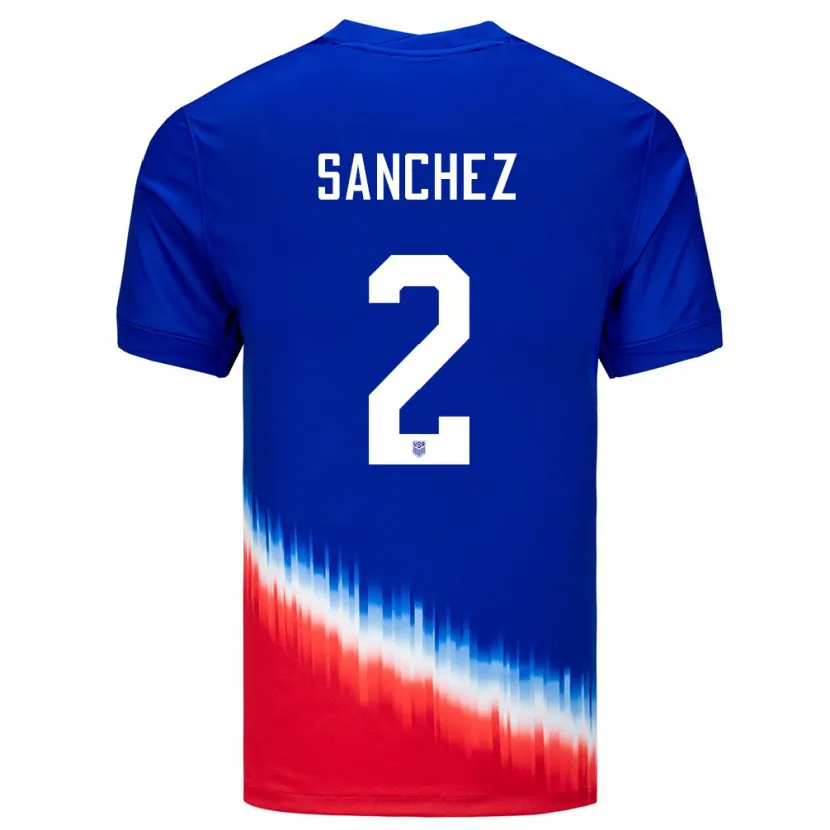 Danxen Enfant Maillot États-Unis Ashley Sanchez #2 Bleu Tenues Extérieur 24-26 T-Shirt