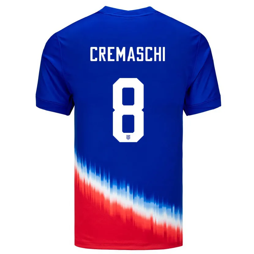 Danxen Enfant Maillot États-Unis Benjamin Cremaschi #8 Bleu Tenues Extérieur 24-26 T-Shirt