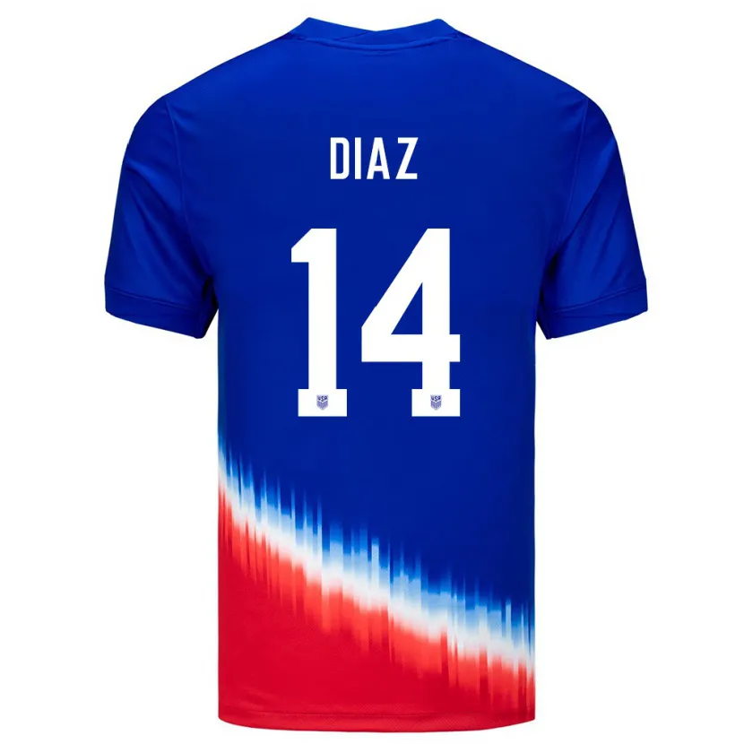 Danxen Enfant Maillot États-Unis Christian Diaz #14 Bleu Tenues Extérieur 24-26 T-Shirt