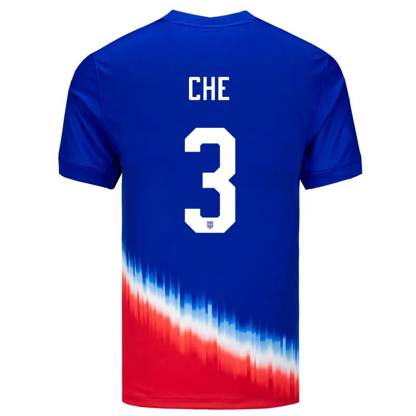 Danxen Enfant Maillot États-Unis Justin Che #3 Bleu Tenues Extérieur 24-26 T-Shirt