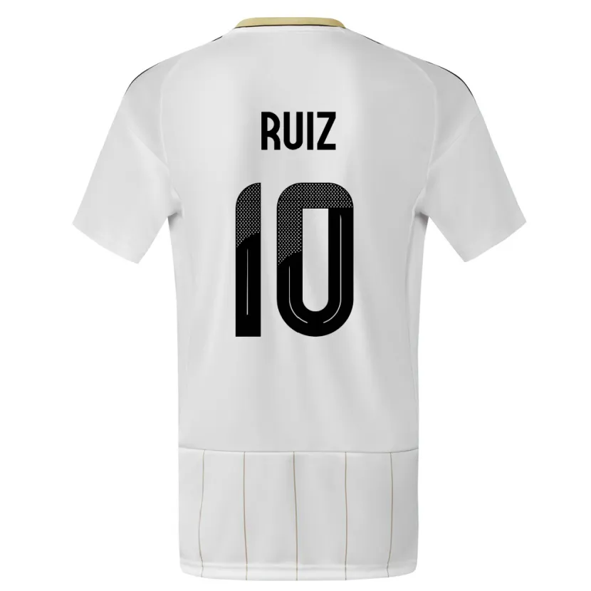 Danxen Enfant Maillot Costa Rica Bryan Ruiz #10 Blanc Tenues Extérieur 24-26 T-Shirt