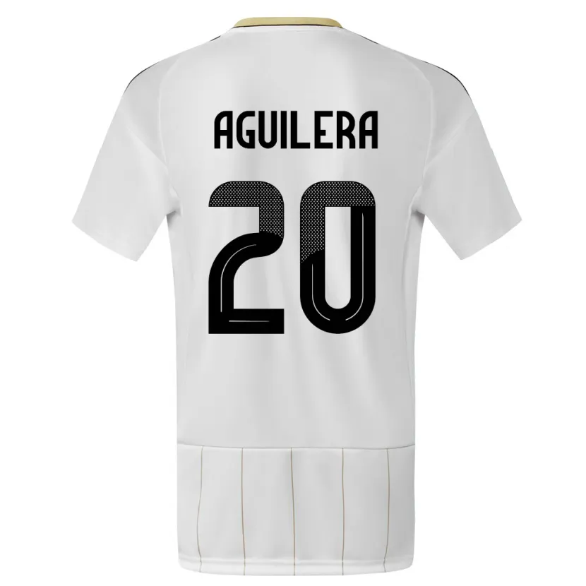 Danxen Enfant Maillot Costa Rica Brandon Aguilera #20 Blanc Tenues Extérieur 24-26 T-Shirt
