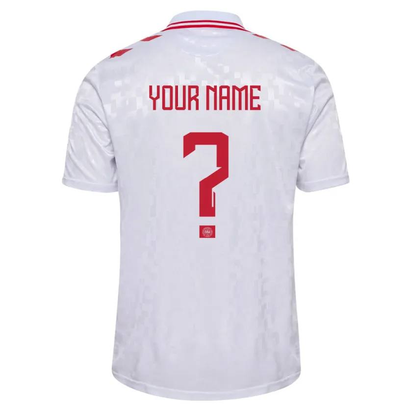 Danxen Enfant Maillot Danemark Votre Nom #0 Blanc Tenues Extérieur 24-26 T-Shirt