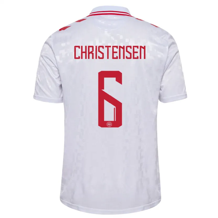 Danxen Enfant Maillot Danemark Andreas Christensen #6 Blanc Tenues Extérieur 24-26 T-Shirt