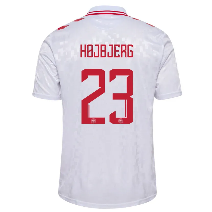 Danxen Enfant Maillot Danemark Pierre-Emile Højbjerg #23 Blanc Tenues Extérieur 24-26 T-Shirt
