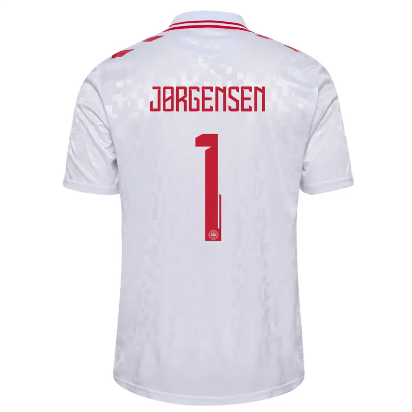 Danxen Enfant Maillot Danemark Filip Jørgensen #1 Blanc Tenues Extérieur 24-26 T-Shirt