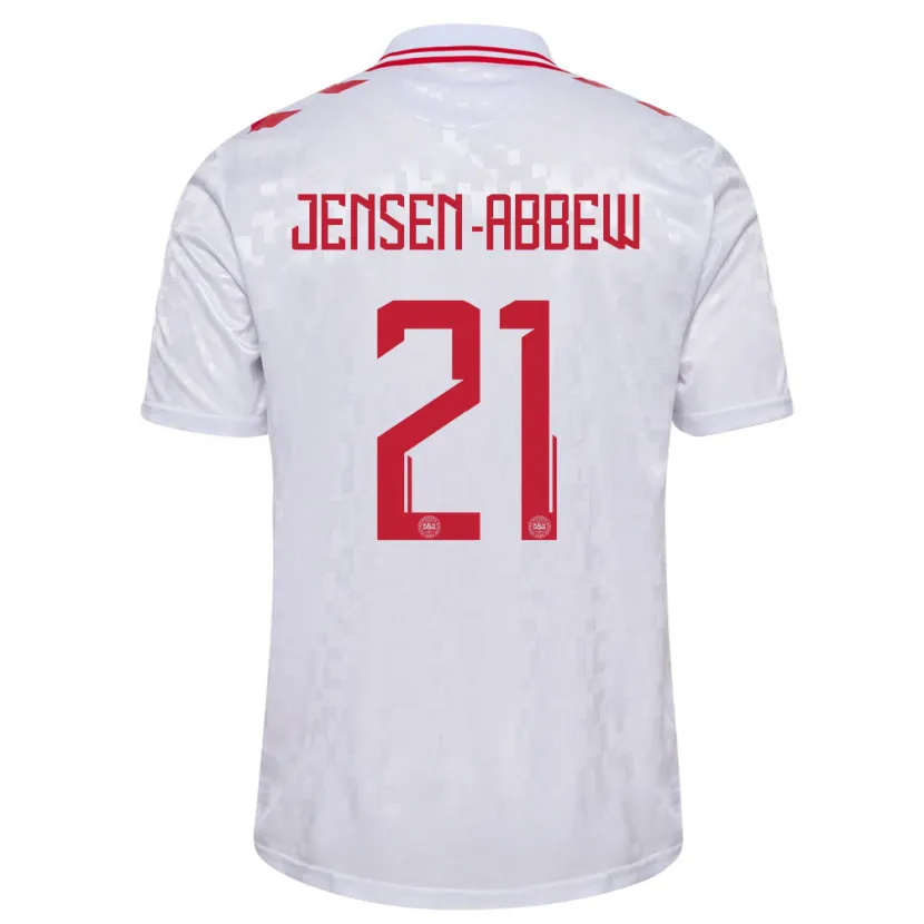 Danxen Enfant Maillot Danemark Jonas Jensen-Abbew #21 Blanc Tenues Extérieur 24-26 T-Shirt