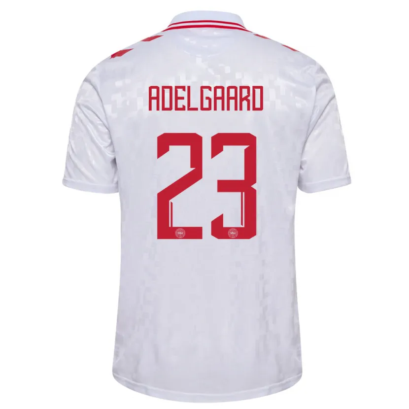 Danxen Enfant Maillot Danemark Aske Adelgaard #23 Blanc Tenues Extérieur 24-26 T-Shirt