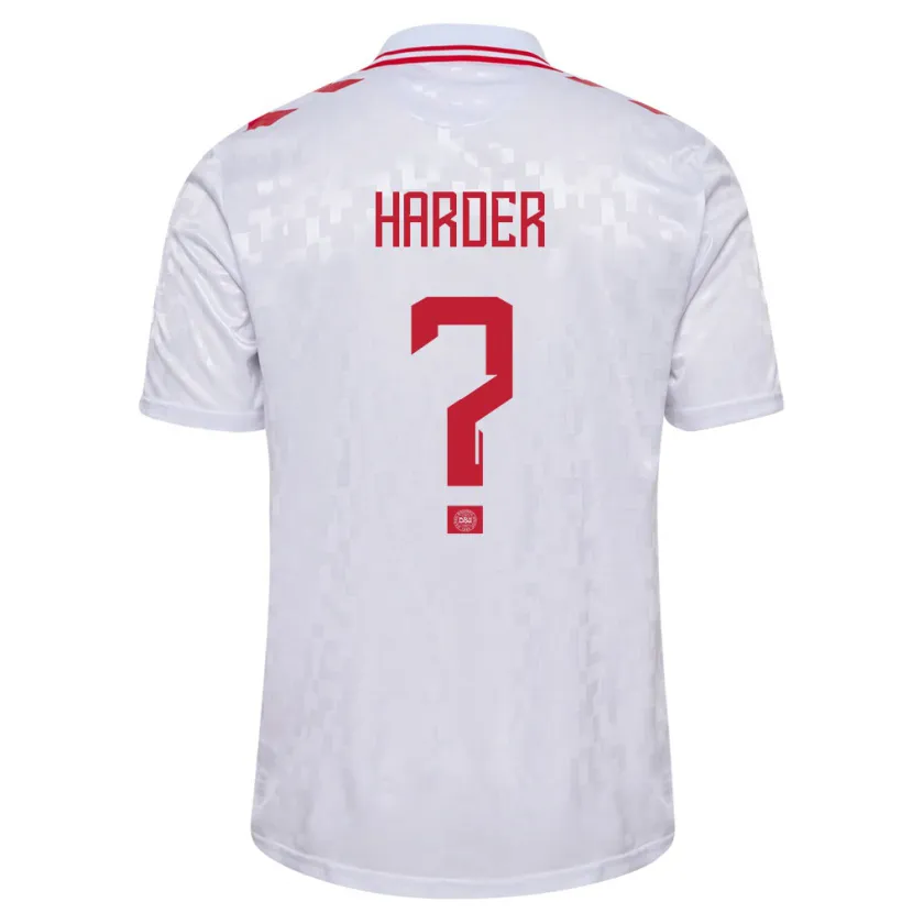 Danxen Enfant Maillot Danemark Conrad Harder #0 Blanc Tenues Extérieur 24-26 T-Shirt