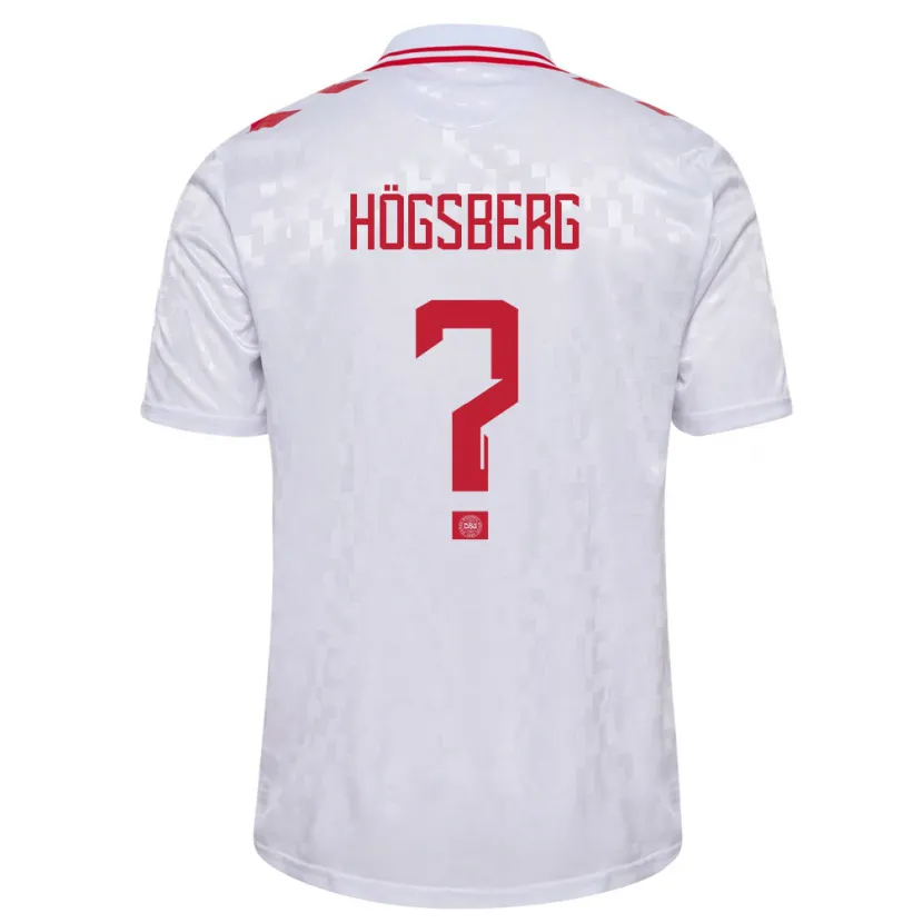 Danxen Enfant Maillot Danemark Lucas Högsberg #0 Blanc Tenues Extérieur 24-26 T-Shirt