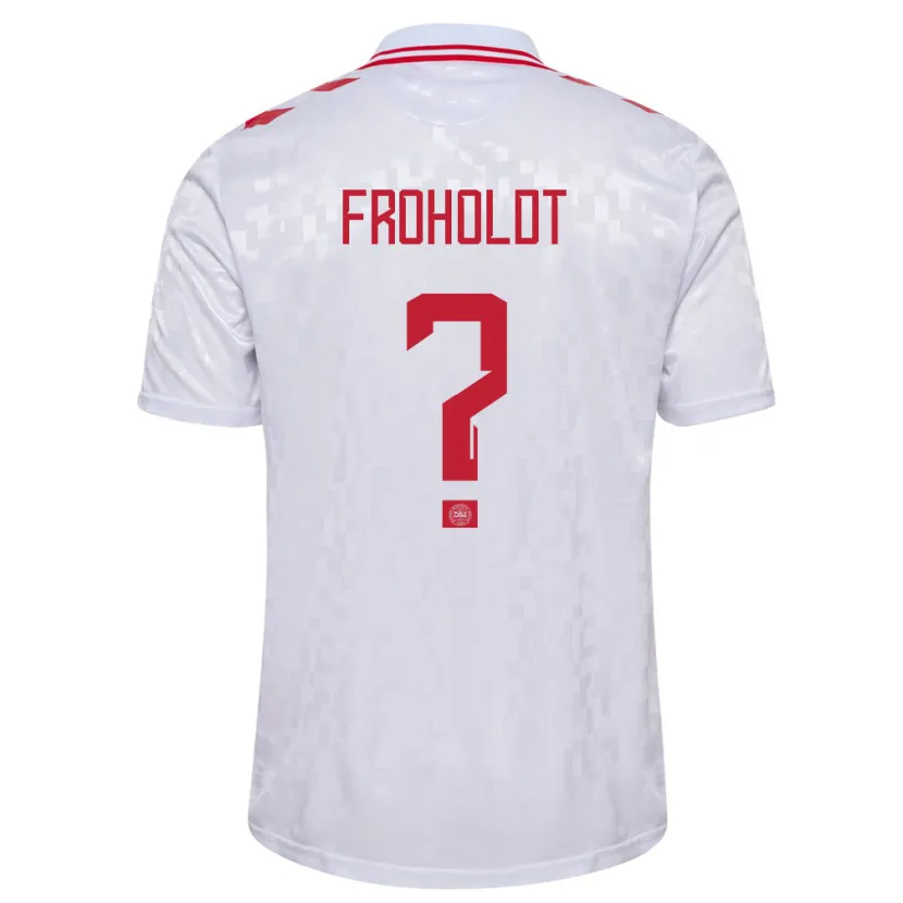 Danxen Enfant Maillot Danemark Victor Froholdt #0 Blanc Tenues Extérieur 24-26 T-Shirt