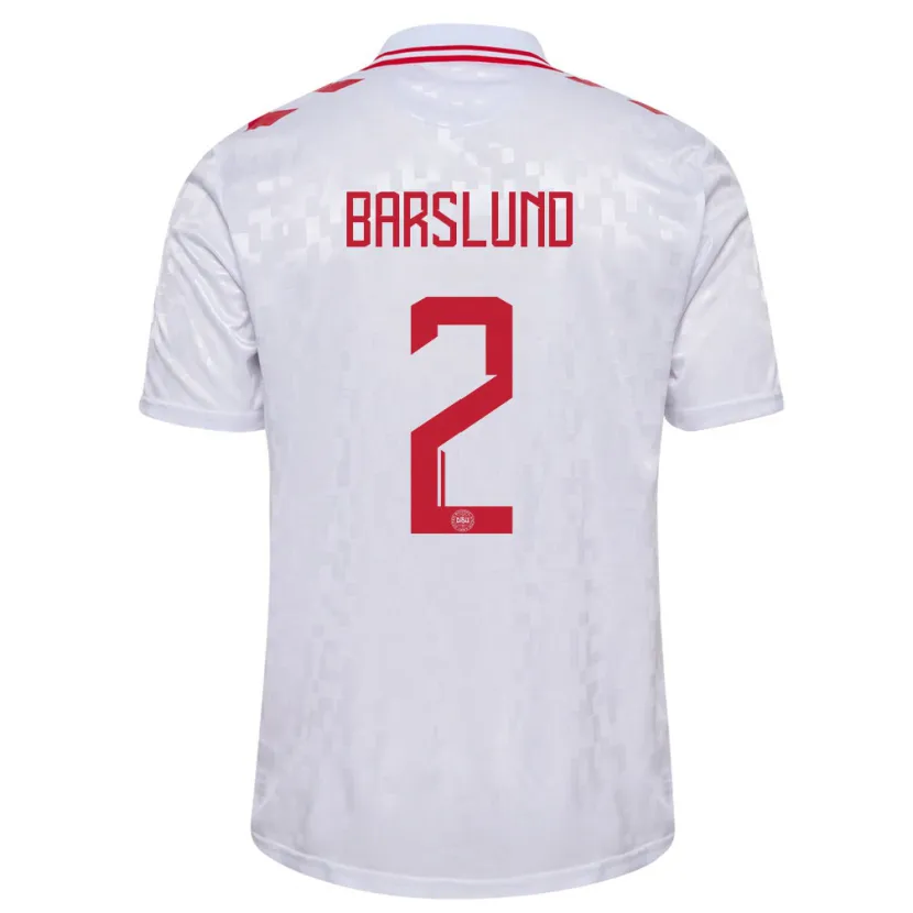 Danxen Enfant Maillot Danemark Kaare Barslund #2 Blanc Tenues Extérieur 24-26 T-Shirt