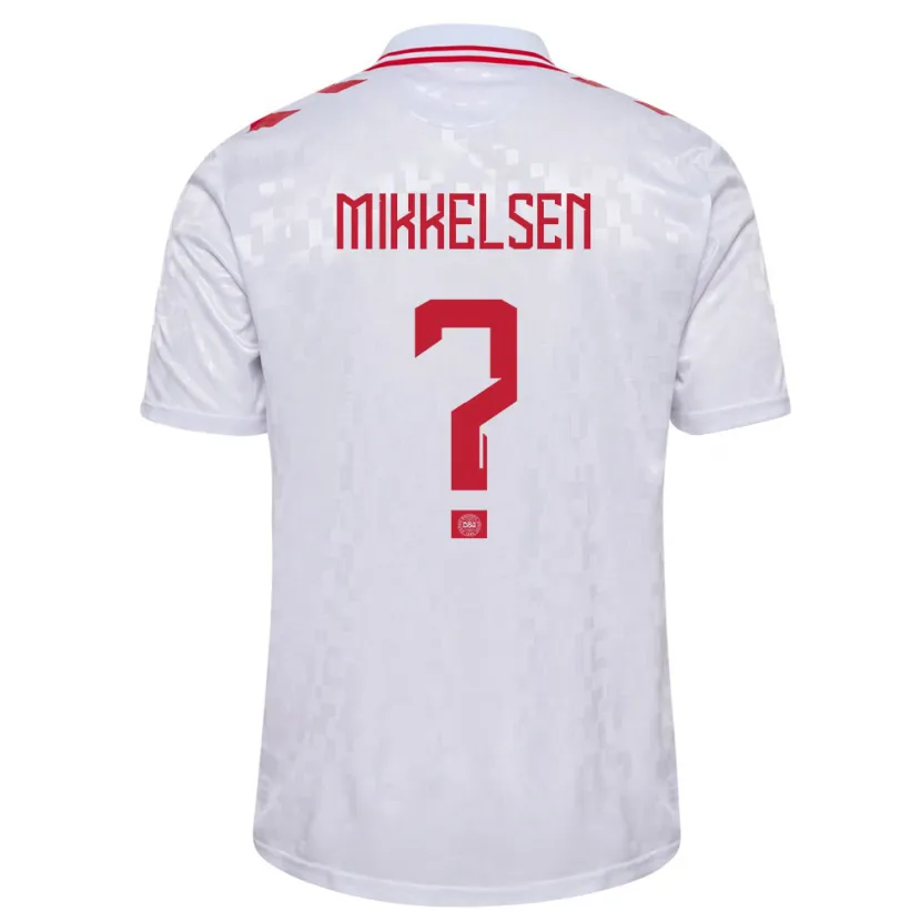 Danxen Enfant Maillot Danemark Sebastian Mikkelsen #0 Blanc Tenues Extérieur 24-26 T-Shirt