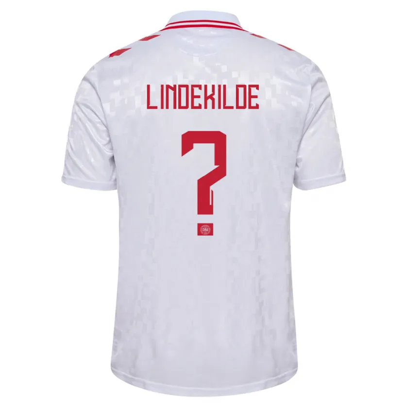 Danxen Enfant Maillot Danemark Jonatan Lindekilde #0 Blanc Tenues Extérieur 24-26 T-Shirt