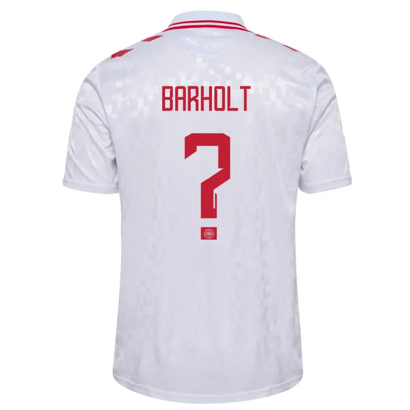 Danxen Enfant Maillot Danemark Noah Barholt #0 Blanc Tenues Extérieur 24-26 T-Shirt