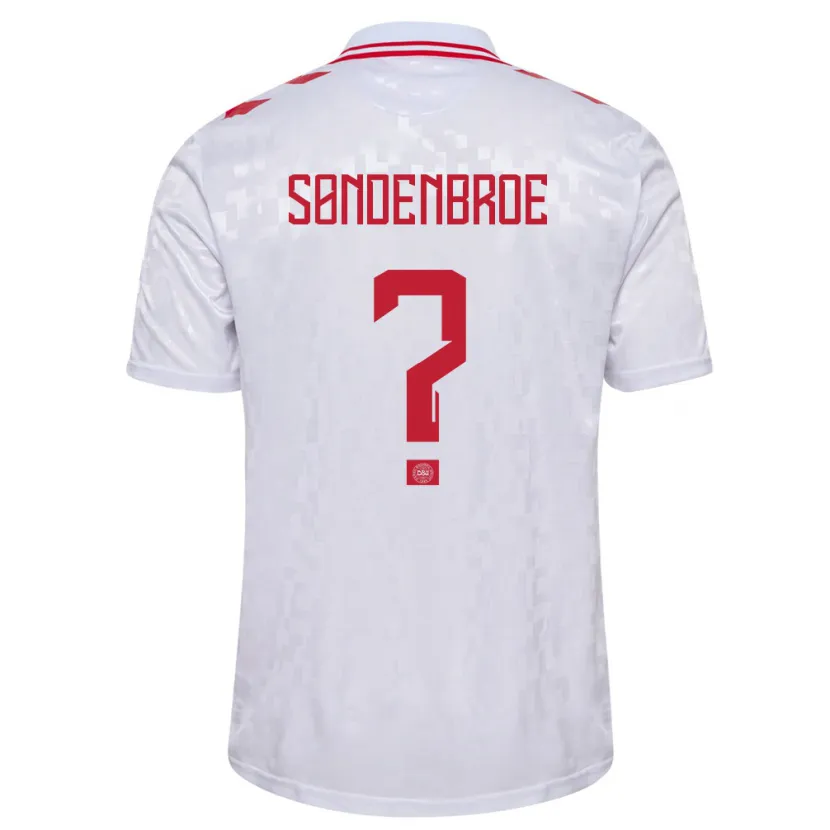 Danxen Enfant Maillot Danemark Andreas Søndenbroe #0 Blanc Tenues Extérieur 24-26 T-Shirt
