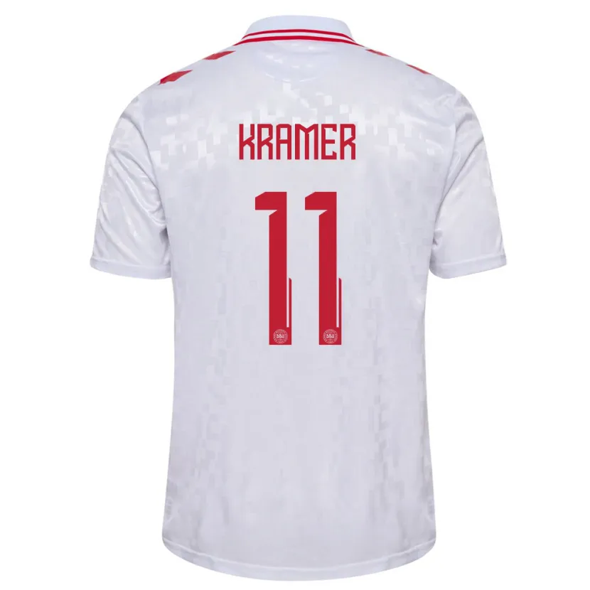 Danxen Enfant Maillot Danemark Cornelia Kramer #11 Blanc Tenues Extérieur 24-26 T-Shirt