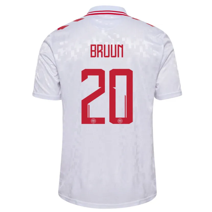 Danxen Enfant Maillot Danemark Signe Bruun #20 Blanc Tenues Extérieur 24-26 T-Shirt