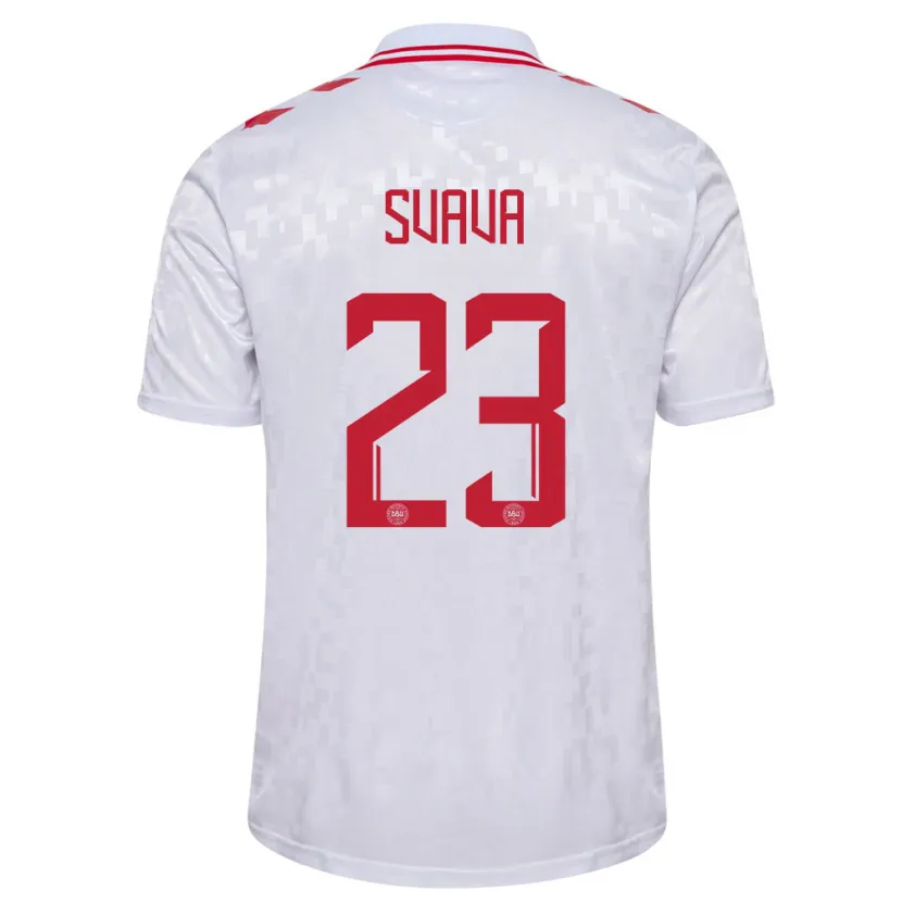 Danxen Enfant Maillot Danemark Sofie Svava #23 Blanc Tenues Extérieur 24-26 T-Shirt