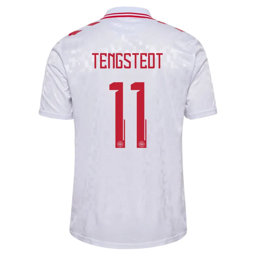 Danxen Enfant Maillot Danemark Casper Tengstedt #11 Blanc Tenues Extérieur 24-26 T-Shirt