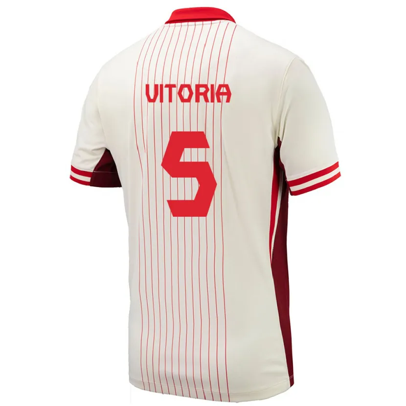 Danxen Enfant Maillot Canada Steven Vitória #5 Blanc Tenues Extérieur 24-26 T-Shirt