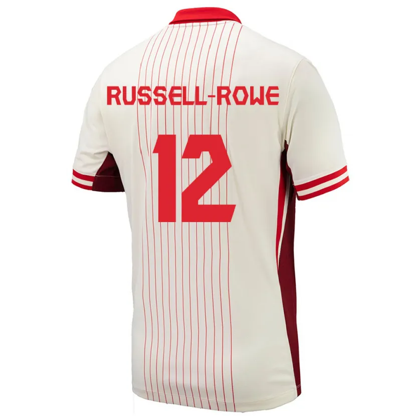 Danxen Enfant Maillot Canada Jacen Russell-Rowe #12 Blanc Tenues Extérieur 24-26 T-Shirt