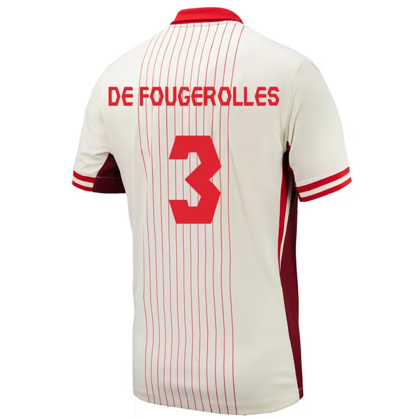 Danxen Enfant Maillot Canada Luc De Fougerolles #3 Blanc Tenues Extérieur 24-26 T-Shirt
