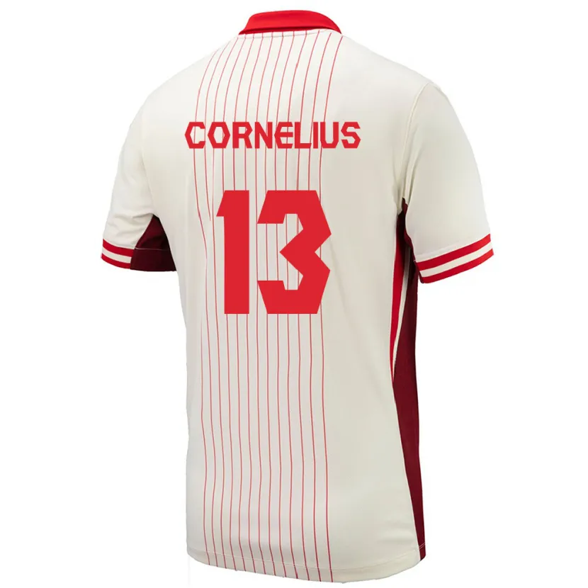 Danxen Enfant Maillot Canada Derek Cornelius #13 Blanc Tenues Extérieur 24-26 T-Shirt