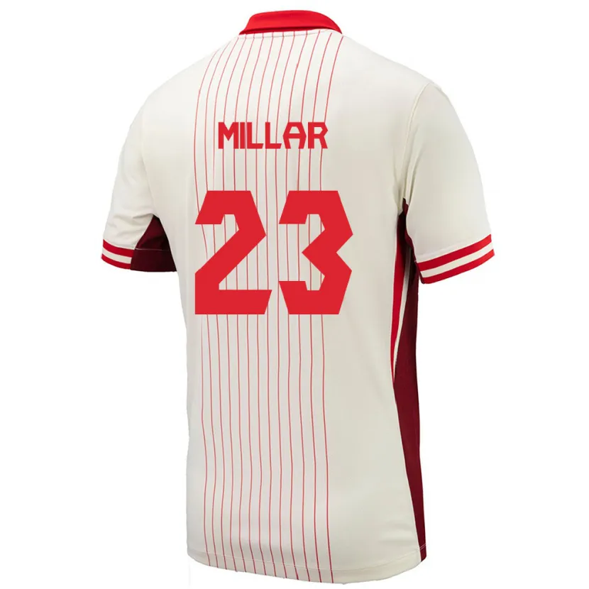 Danxen Enfant Maillot Canada Liam Millar #23 Blanc Tenues Extérieur 24-26 T-Shirt