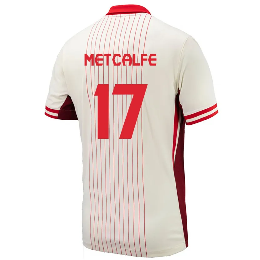 Danxen Enfant Maillot Canada Patrick Metcalfe #17 Blanc Tenues Extérieur 24-26 T-Shirt
