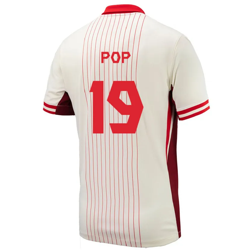 Danxen Enfant Maillot Canada Erik Pop #19 Blanc Tenues Extérieur 24-26 T-Shirt