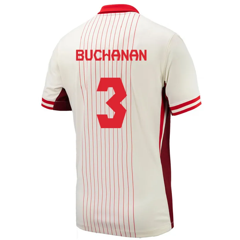 Danxen Enfant Maillot Canada Kadeisha Buchanan #3 Blanc Tenues Extérieur 24-26 T-Shirt