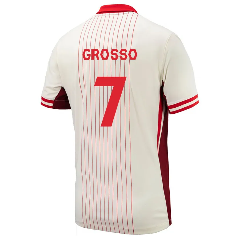Danxen Enfant Maillot Canada Julia Grosso #7 Blanc Tenues Extérieur 24-26 T-Shirt