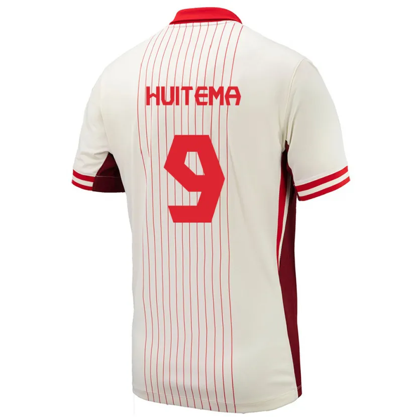 Danxen Enfant Maillot Canada Jordyn Huitema #9 Blanc Tenues Extérieur 24-26 T-Shirt