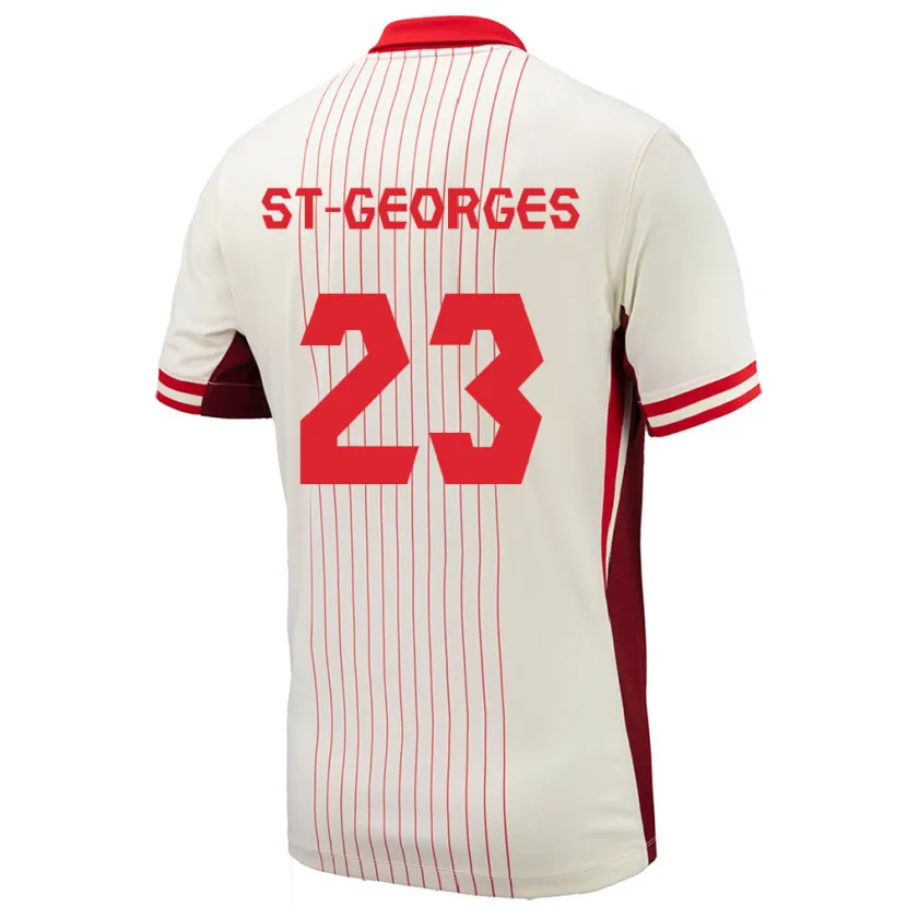 Danxen Enfant Maillot Canada Bianca St-Georges #23 Blanc Tenues Extérieur 24-26 T-Shirt