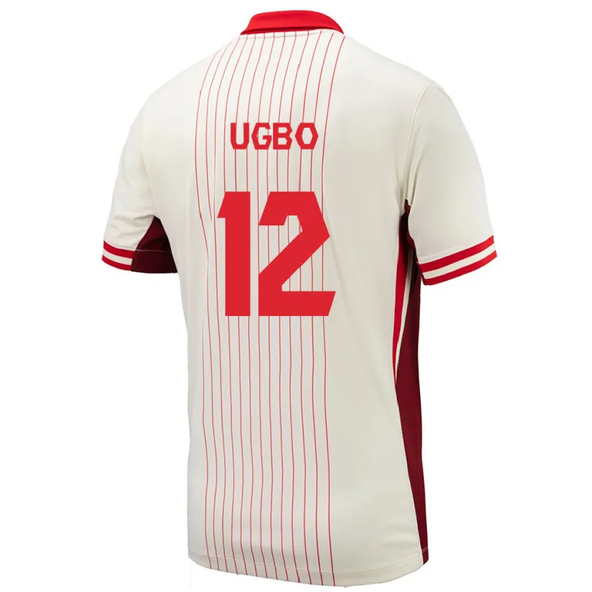 Danxen Enfant Maillot Canada Iké Ugbo #12 Blanc Tenues Extérieur 24-26 T-Shirt