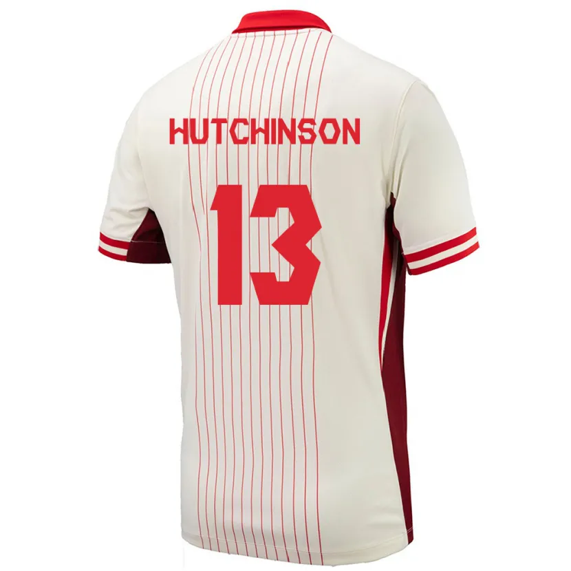 Danxen Enfant Maillot Canada Atiba Hutchinson #13 Blanc Tenues Extérieur 24-26 T-Shirt