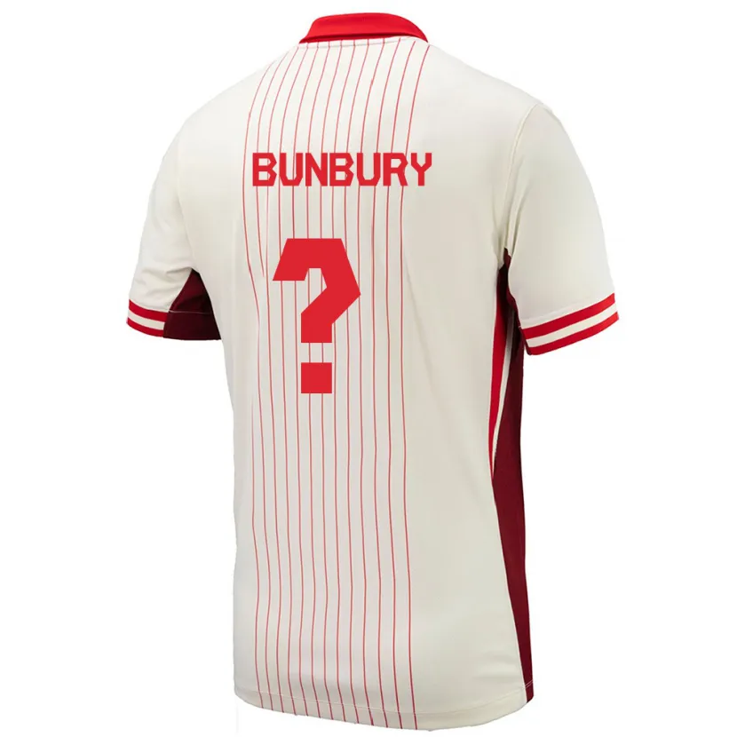 Danxen Enfant Maillot Canada Mataeo Bunbury #0 Blanc Tenues Extérieur 24-26 T-Shirt