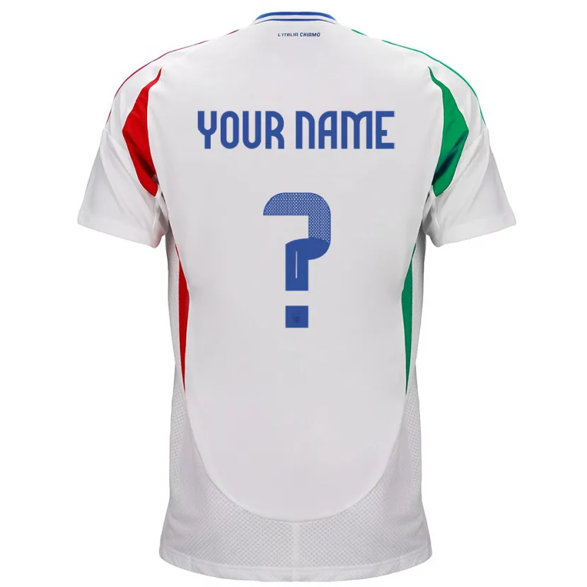 Danxen Enfant Maillot Italie Votre Nom #0 Blanc Tenues Extérieur 24-26 T-Shirt