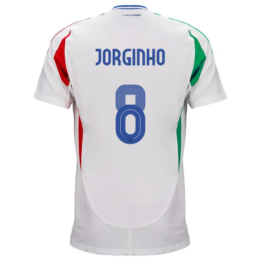 Danxen Enfant Maillot Italie Jorginho #8 Blanc Tenues Extérieur 24-26 T-Shirt