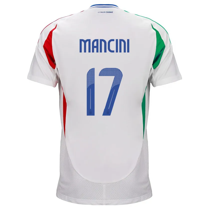 Danxen Enfant Maillot Italie Gianluca Mancini #17 Blanc Tenues Extérieur 24-26 T-Shirt