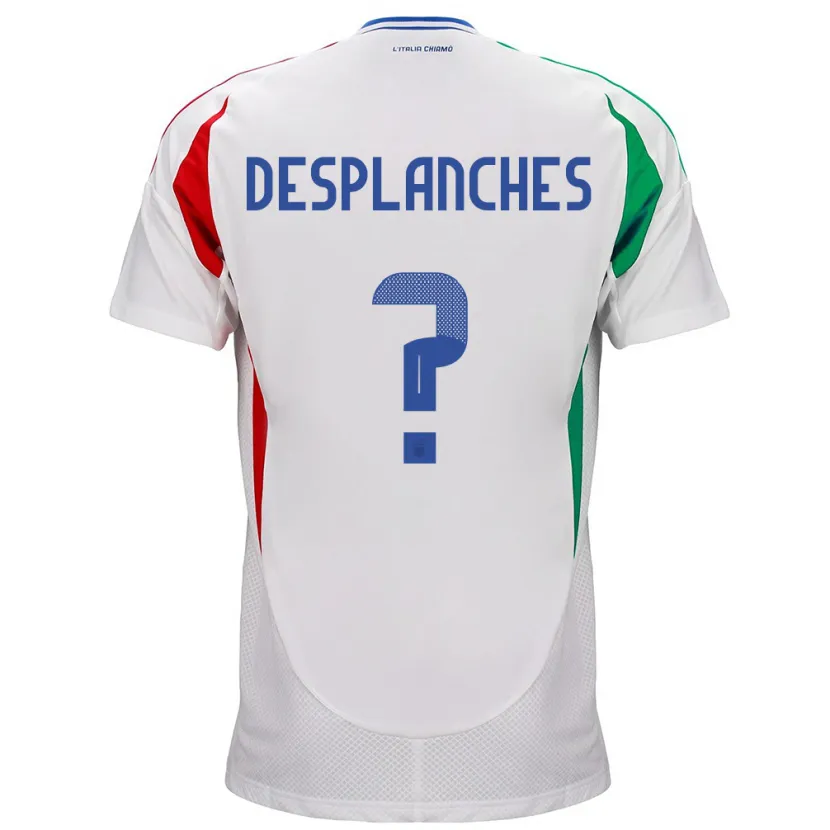 Danxen Enfant Maillot Italie Sebastiano Desplanches #0 Blanc Tenues Extérieur 24-26 T-Shirt