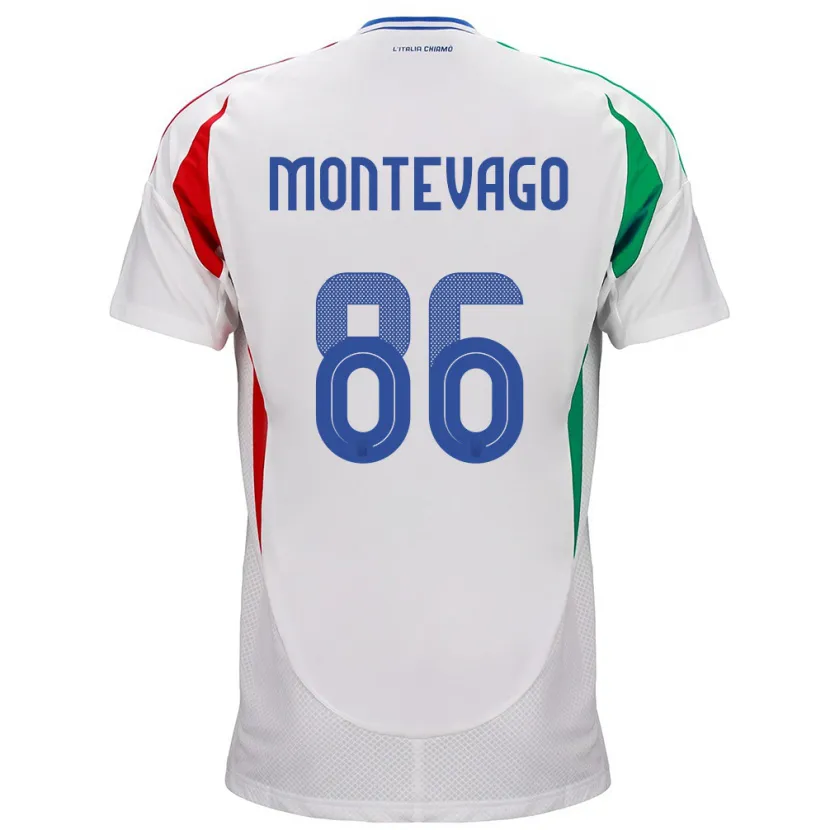 Danxen Enfant Maillot Italie Daniele Montevago #86 Blanc Tenues Extérieur 24-26 T-Shirt