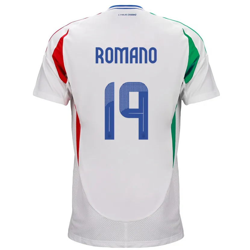 Danxen Enfant Maillot Italie Marco Romano #19 Blanc Tenues Extérieur 24-26 T-Shirt